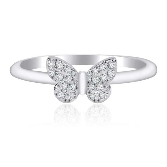 🎀 Sweet Refine Butterfly Romantic Simple Silver Ring for Women, PD604 - Picture 2 of 7